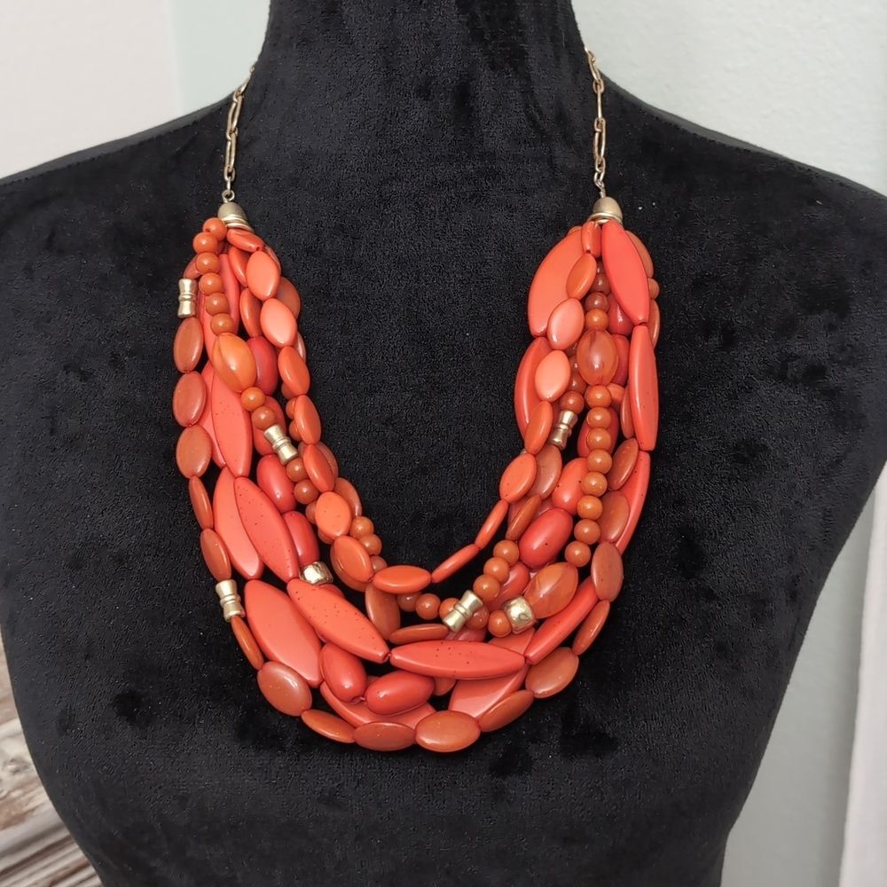 Chico's Vintage Chunky Boho Multi Strand Mixed Bead Necklace